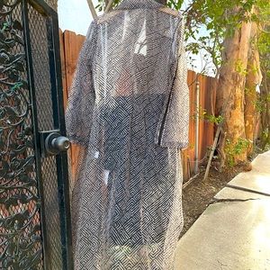 Sheer Cream/Gray colored duster set